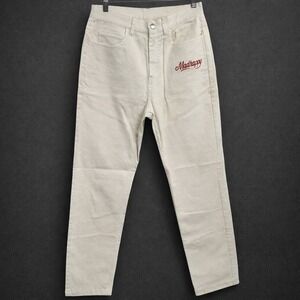 Madhappy Mens Corduroy Pants 28x30 Cream Script Logo Straight Leg Streetwear